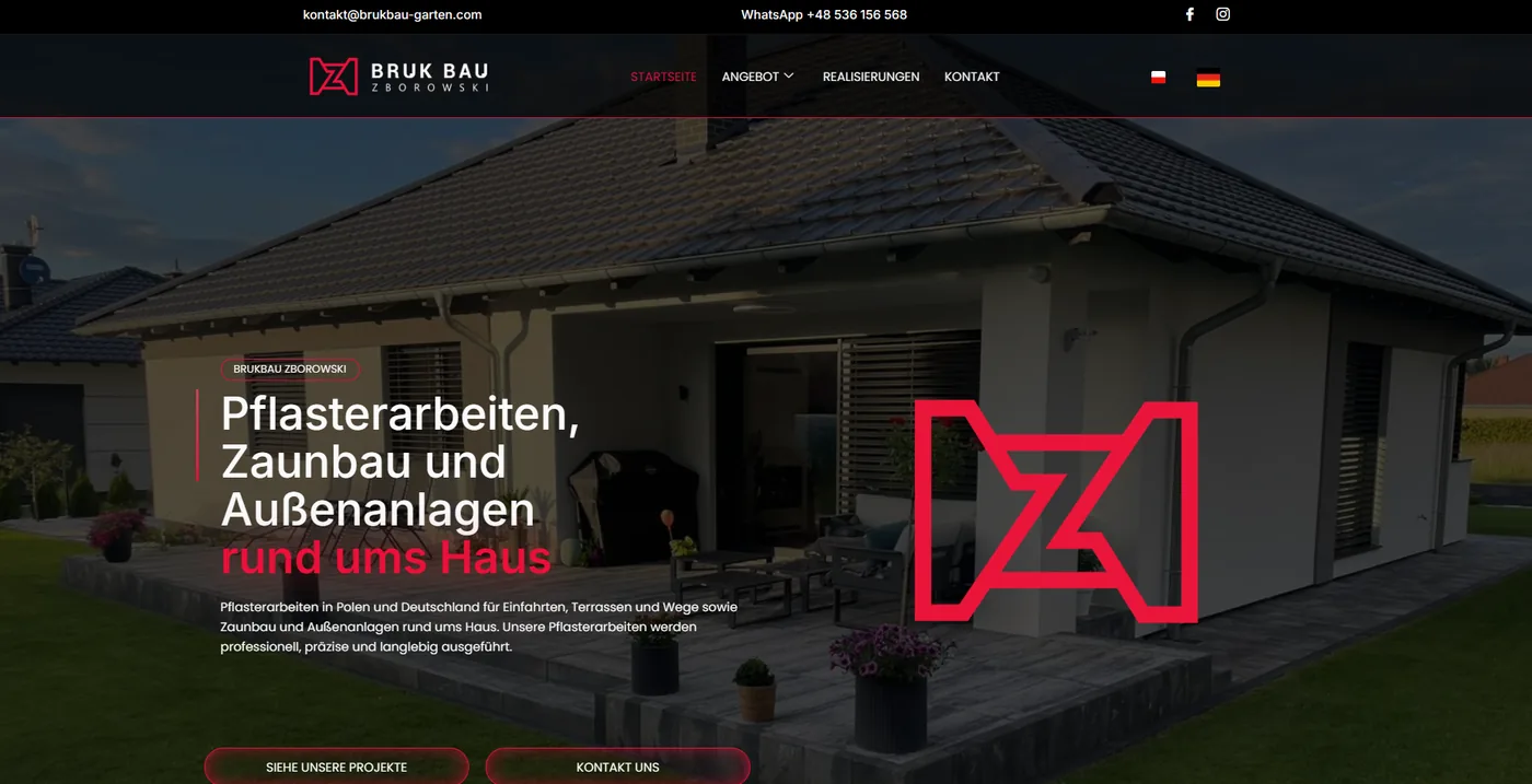 Dwujęzyczna strona BrukBau Garten