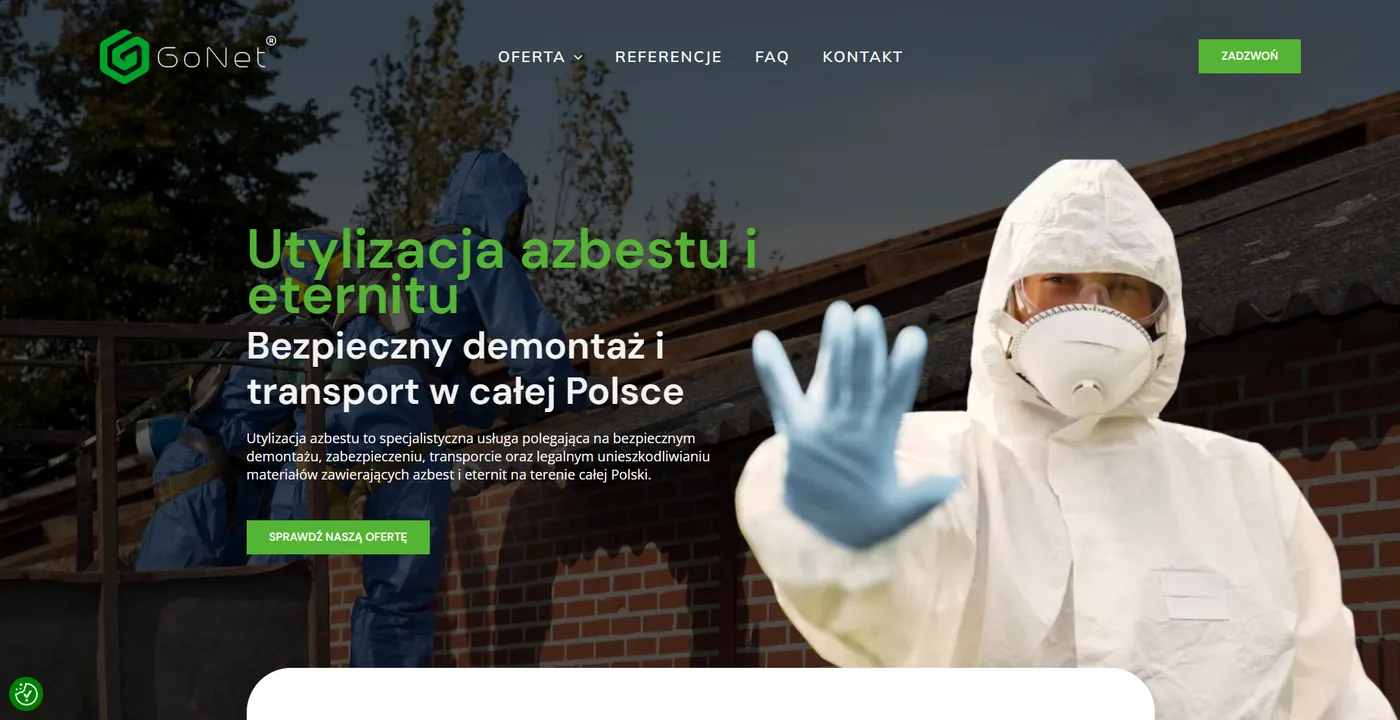 Strona firmy Gonet - utylizacja azbestu